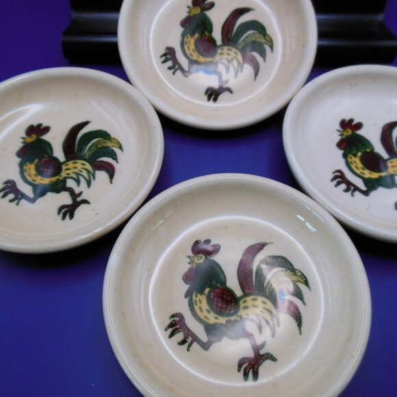 coasters ceramic rooster design vintage Poppytrail by Metlox Made in California - Picture 2 of 9